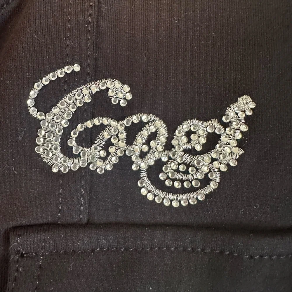 Coogi Black Sparkle Bomber Jacket Girls XL Spell Out Bling Embellished Military